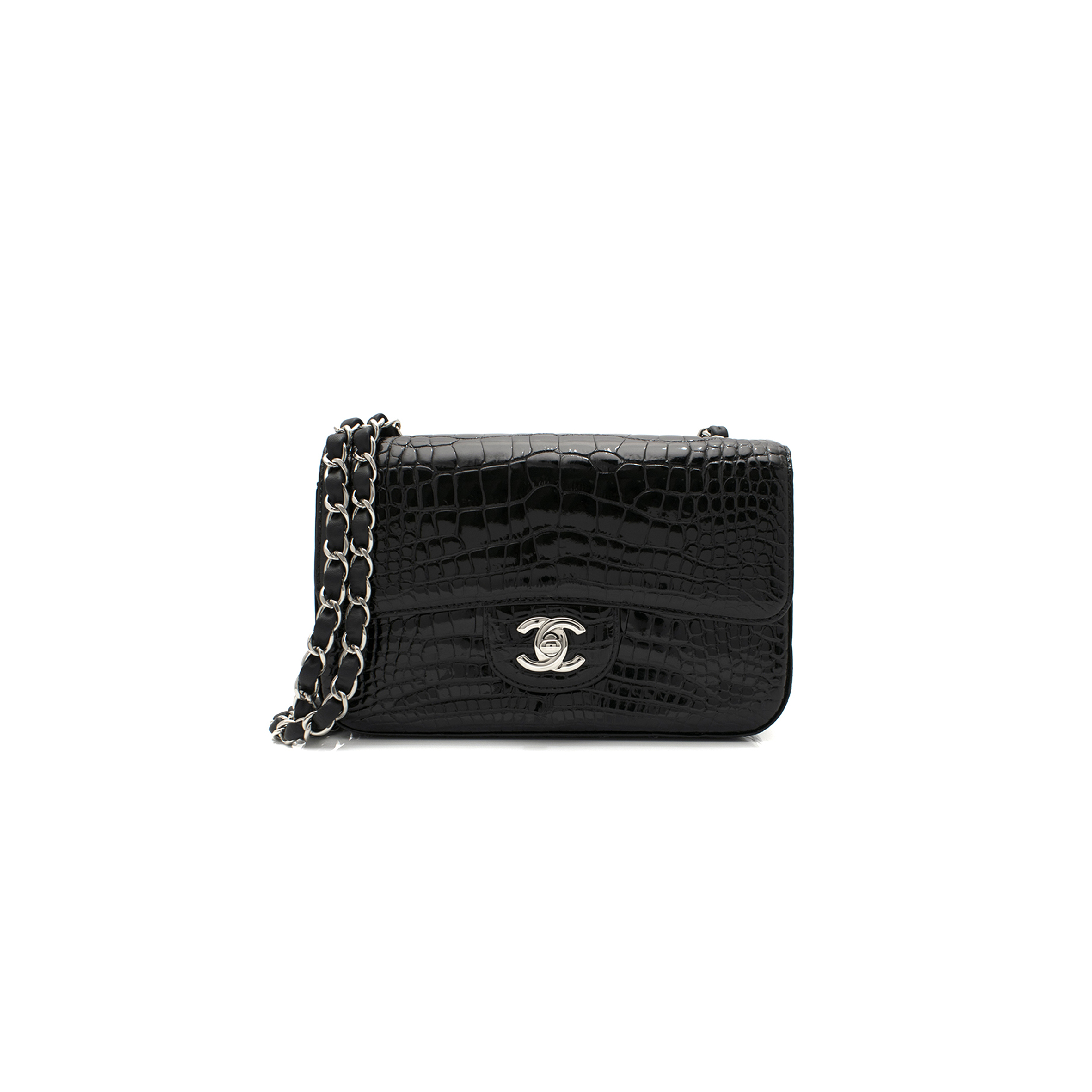 CHANEL MASTER SHINY ALLIGATOR MINI RECTANGULAR FLAP BLACK (20*12*6cm)